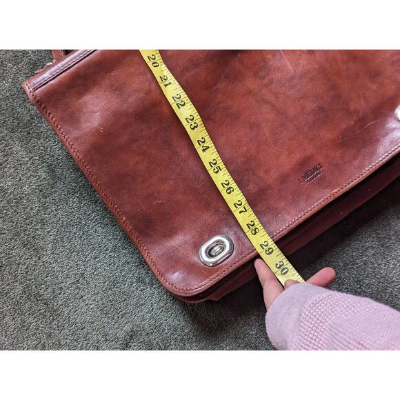 I Medici Italian Leather 2-Way Briefcase Shoulder Bag Red Brown Made in Italy - Picture 14 of 14